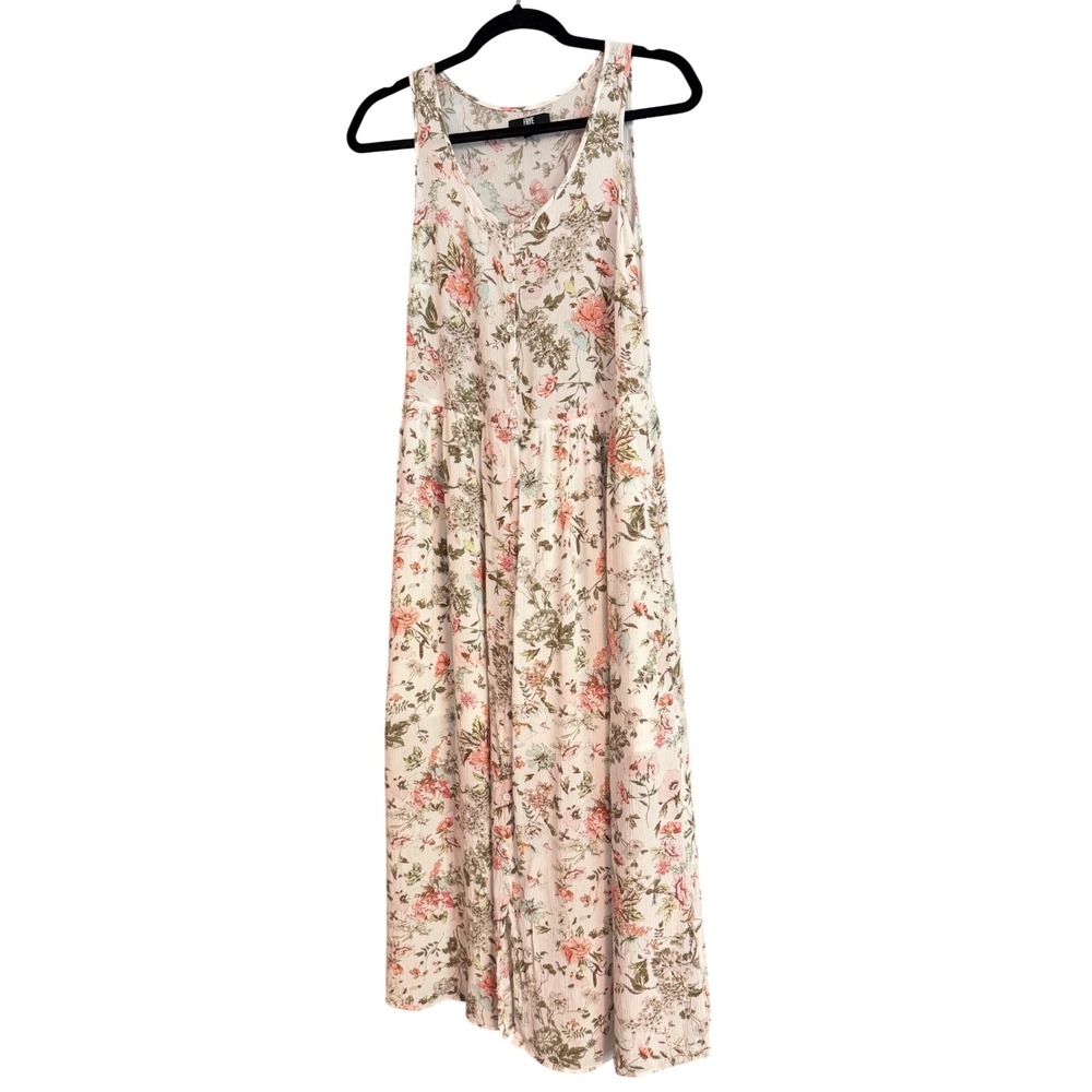 Frye Midi Dress Womens Small White Floral Excellent Sleeveless Button Front